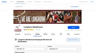 Working as a Dishwasher at Longhorn Steakhouse: Employee ...
