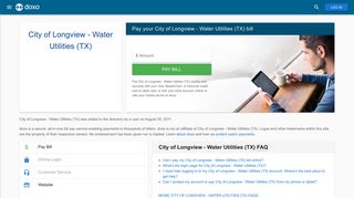 City of Longview - Water Utilities (TX): Login, Bill Pay, Customer ...