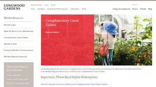 Complimentary Guest Tickets | Longwood Gardens