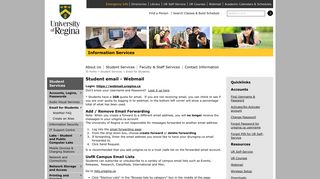 Student email - Webmail | Information Services, University of Regina