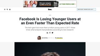 Facebook Is Losing Younger Users at an Even Faster Than ... - Inc.com