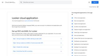 Looker cloud application - Cloud Identity Help - Google Support
