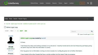 Admin Login Loop - LimeSurvey forums