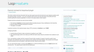Cannot connect to loopcloud plugin – Customer Feedback for ...