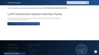 LOPFI Retirement System Member Portal | Arkansas.gov