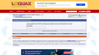 Loquax Competitions - Lost Password Recovery Form