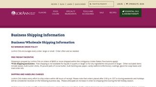 Business Shipping Information | LorAnn Oils