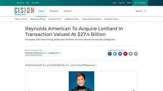 Reynolds American To Acquire Lorillard In Transaction Valued At ...