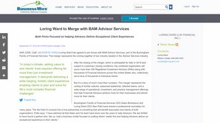 Loring Ward to Merge with BAM Advisor Services | Business Wire