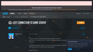 LOST CONNECTION TO GAME SERVER - Overwatch Forums - Blizzard ...