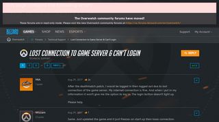 Lost Connection to Game Server & Can't Login - Overwatch Forums ...