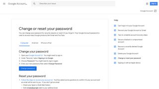 Change or reset your password - Computer - Google Account Help