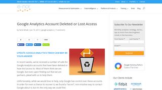 Google Analytics Account Deleted or Lost Access | E-Nor Analytics ...
