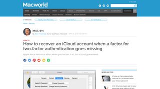How to recover an iCloud account when a factor for two-factor ...