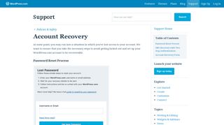 Account Recovery — Support — WordPress.com