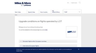 Miles & More - Upgrade conditions LOT Polish Airlines