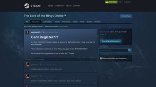 Cant Register??? :: The Lord of the Rings Online™ General Discussions