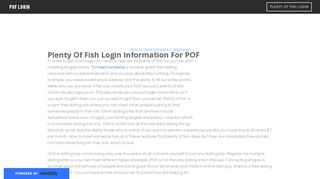 Pof Login - POF Login | Plenty Of Fish Login | POF.com Sign In