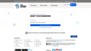 Enter details | Password reset | The National Lottery