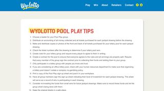 WyoLotto™ Pool Play Tips | Wyoming Lottery