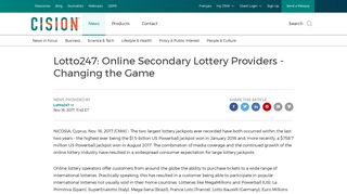 CNW | Lotto247: Online Secondary Lottery Providers - Changing the ...