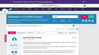 Lotto By Text. Scam! - MoneySavingExpert.com Forums