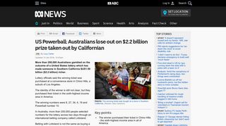 US Powerball: Australians lose out on $2.2 billion prize taken out by ...
