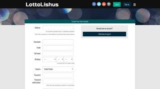 Sign up for a Lottolishus account | Lottolishus