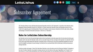 Subscriber Agreement | Lottolishus