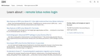IBM Developer : remote lotus notes login