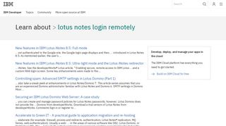 IBM Developer : lotus notes login remotely