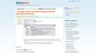 IdeaJam - Change where automatic startup is set for Sametime Connect