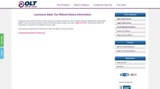 Louisiana State Tax Refund Status Information - OnLine Taxes