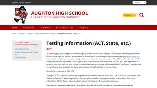Testing Information (ACT, State, etc.) - Haughton High School