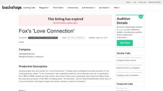 Fox's 'Love Connection' Casting Call | Venertainment Inc - TV & Video ...