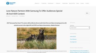 Love Nature Partners With Samsung To Offer Audiences Special 4K ...