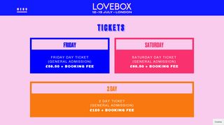 Tickets - Lovebox Festival