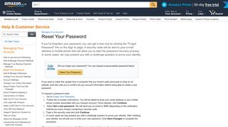 Amazon.co.uk Help: Reset Your Password