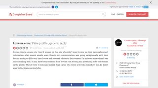 Loveme.com - Fake profile , generic reply, Review 454658 ...