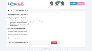 How can I log in Lovepedia? • Lovepedia