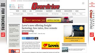 Love's now offering freight factoring; low rates, free remote processing