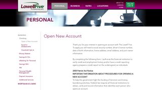 Open New Personal Checking Account - Lowell Five Bank