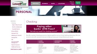 Lowell Five Personal Checking Accounts
