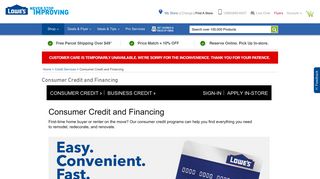 Consumer Credit and Financing | Lowe's Canada