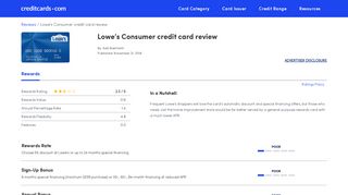 Lowe's Consumer Credit Card Review - CreditCards.com