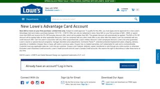 New Lowe's Advantage Card Account