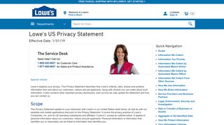 Lowe's Home Improvement U.S. Privacy Statement