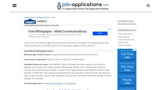 Lowe's Application, Jobs & Careers Online - Job-Applications.com