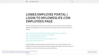 lowes employee portal | login to myloweslife.com employees page