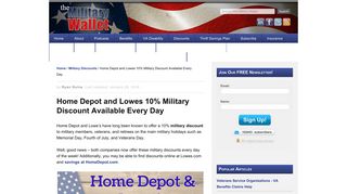 Home Depot and Lowe's 10% Military Discount Policy - Year Round